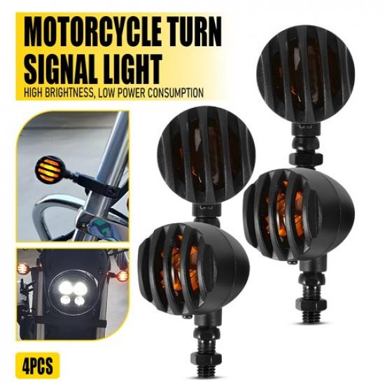 4X Front Rear Turn Signal Indicator Lamp Amber For Honda Yamaha Suzuki Kawasaki