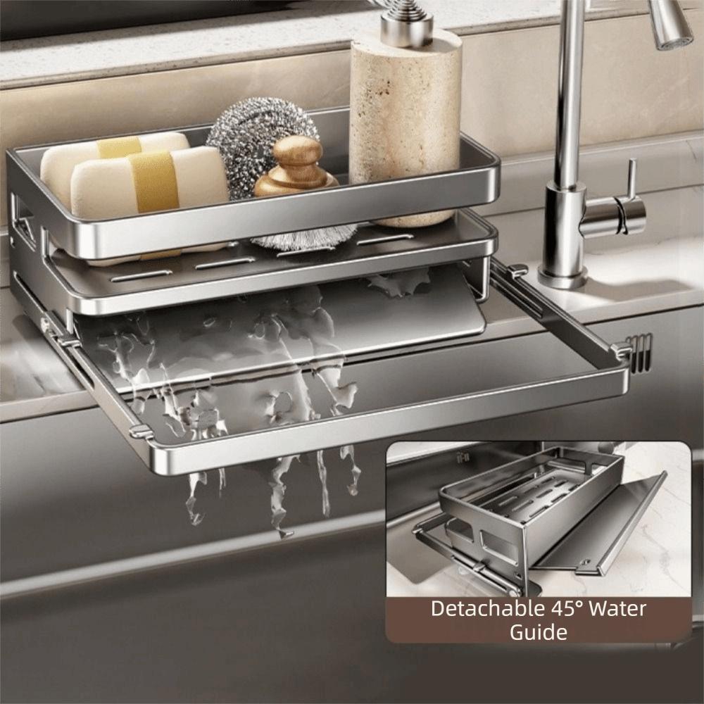 Large Capacity Kitchen Sink Drain Rack Moisture-proof Soap Sponge Holder for Kitchen