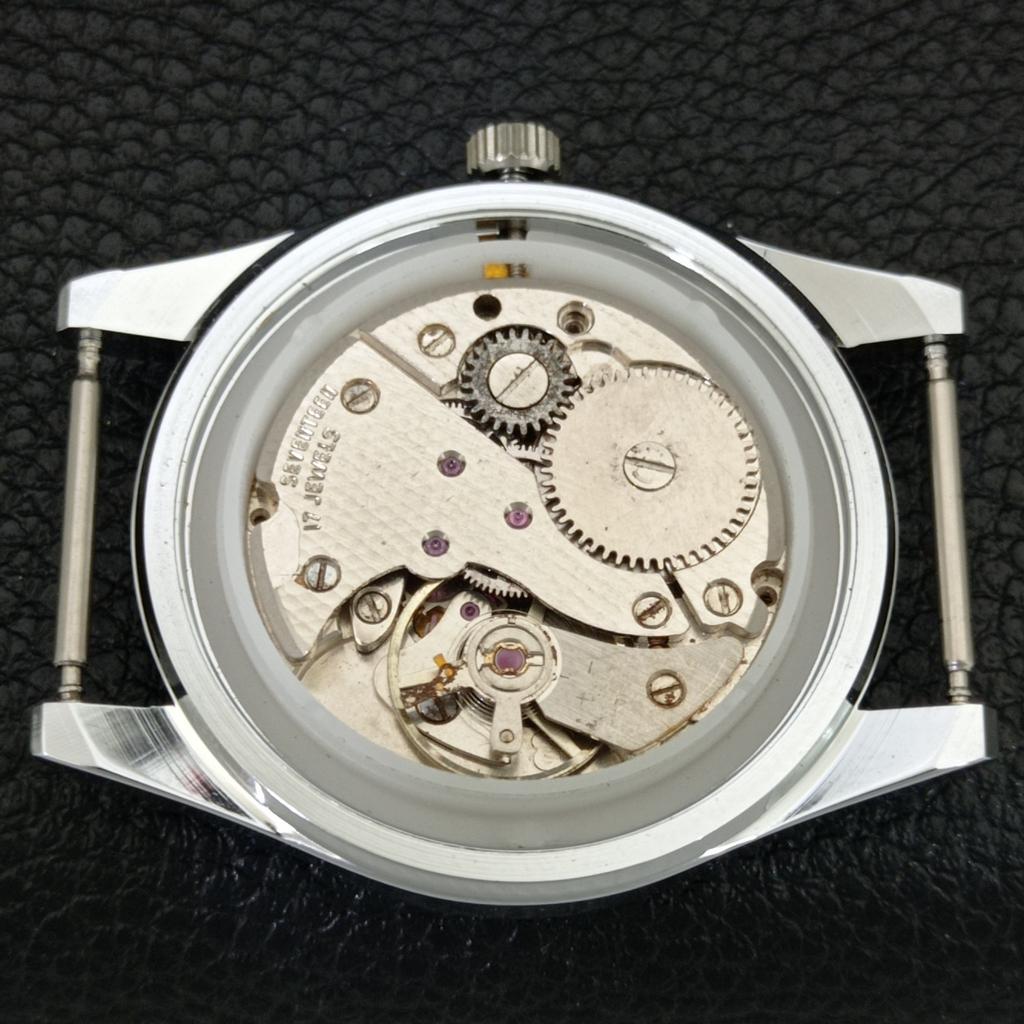 HAND-WINDING SWISS MENS REFURBISHED VINTAGE BLACK COLOR DIAL WATCH a707179-1