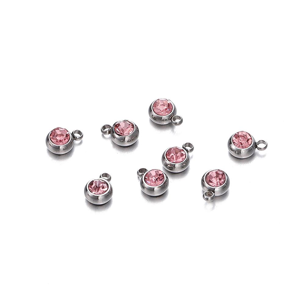 20 Stück 6mm Edelstahl Strassperlen Goldfarbe Kristall Anhänger für DIY Halskette Armband Charm Schmuckherstellung