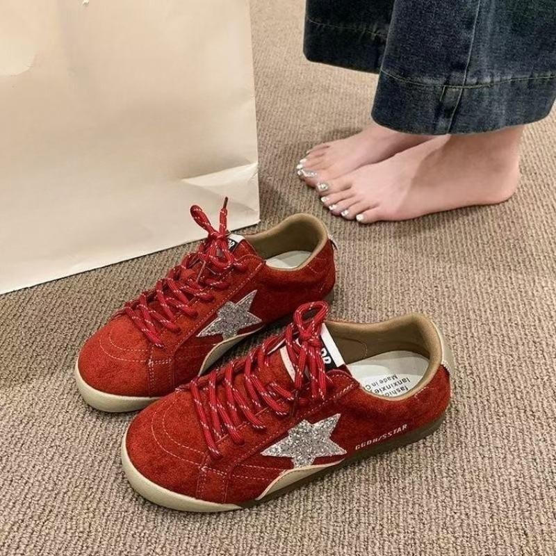 

Ретро обувь для женщин, Новая плоская, Универсальная, Повседневная и Нишевая, Обувь De Xun, Спортивные кеды 35 красный