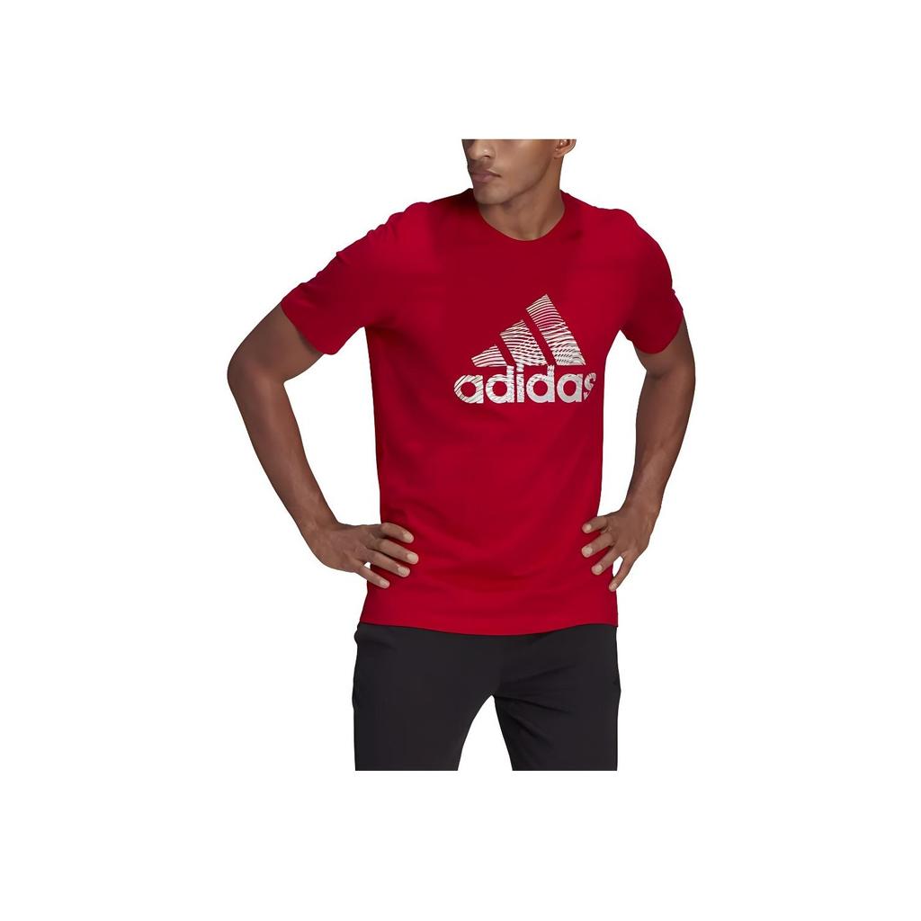 Adidas Alphabet Logo Print Round Neck Short Sleeve T-shirt Men Tops Red GL2401