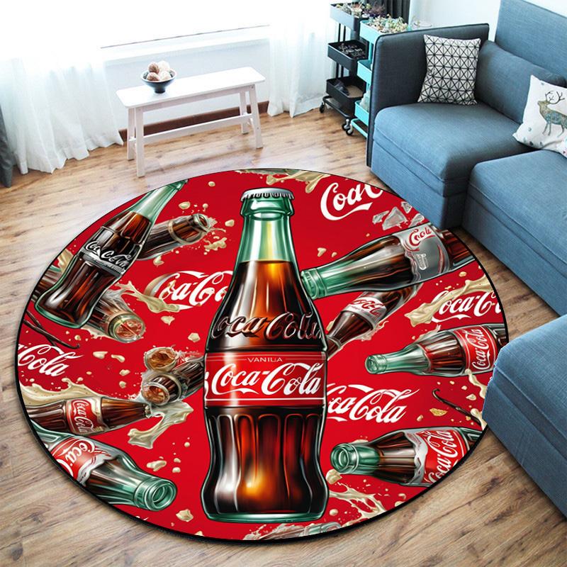 Christmas Gift Halloween Theme Bear Truck Coca Cola Round Carpet Soft Home Decoration Corridor Table and Chair Anti Slip Outdoor Floor Mat Carpet H14