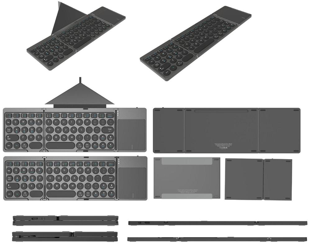 Foldable PU Leather Bluetooth Keyboard with Touchpad for Mobile Phones & Tablets