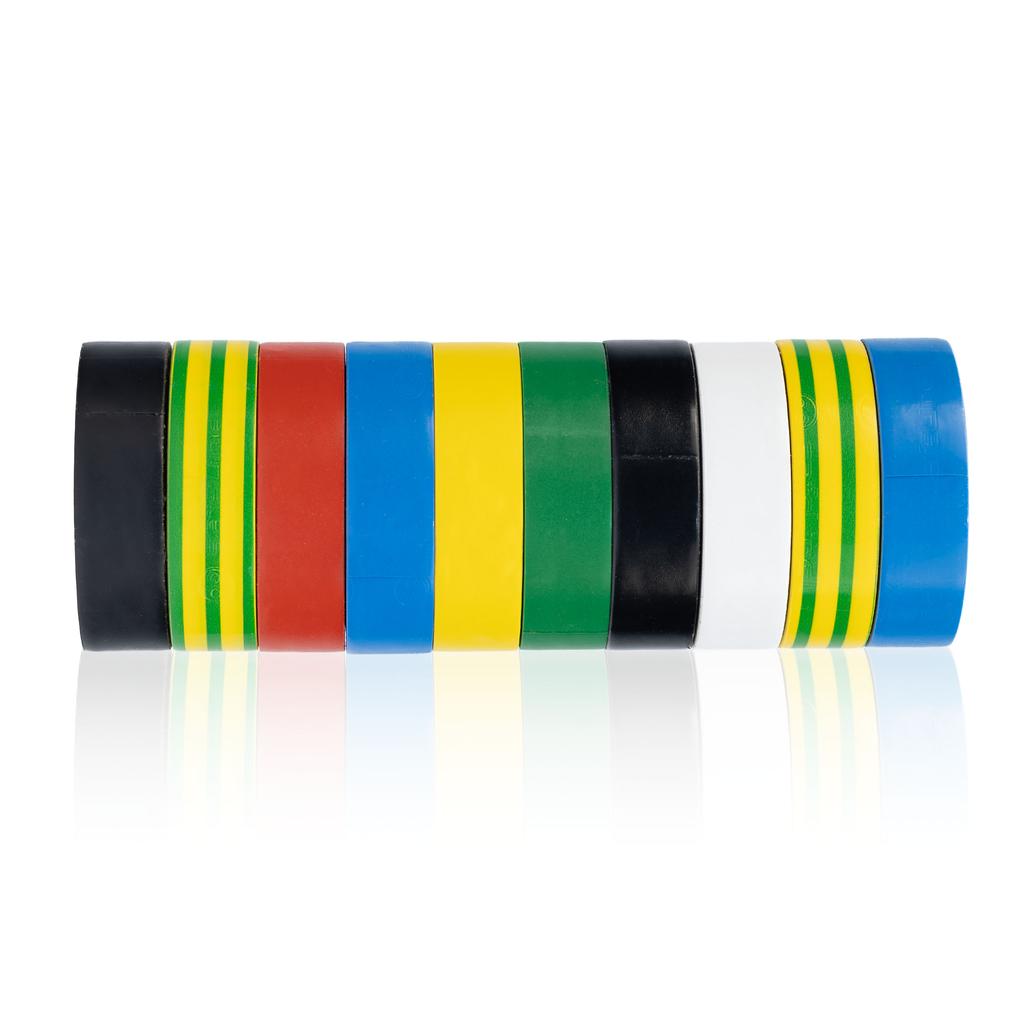 Rosfix Zestaw Taśm Izolacyjnych 10szt. – Wysoka Jakość PVC 0,13mm | Szerokość 16mm, Długość 10m | Odporność Termiczna 80°C