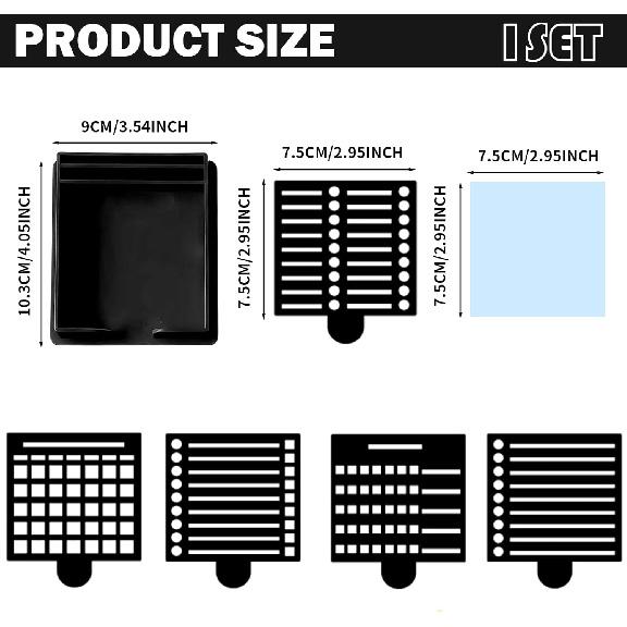 1 Set Sticky Note Holder,Sticky Note Dispenser,with 5 Style Template & 1 Sticky Notes,3x3 Note Dispenser,Note Holder,Sticky Note Stencil and Holder