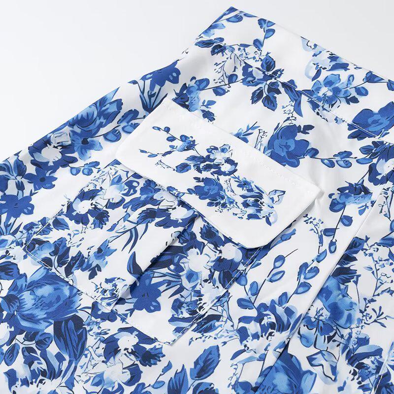 Spring 2025 Women's Ethnic Print Shirt & Shorts Set - European & American Style