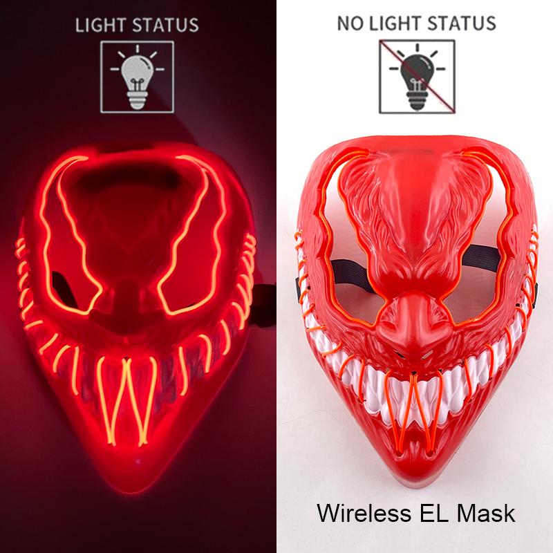 Kabellose Halloween Party Maske LED Leuchtende Maske Glühende Neon Cosplay Maske Horror Vollgesichtsmaske Requisiten