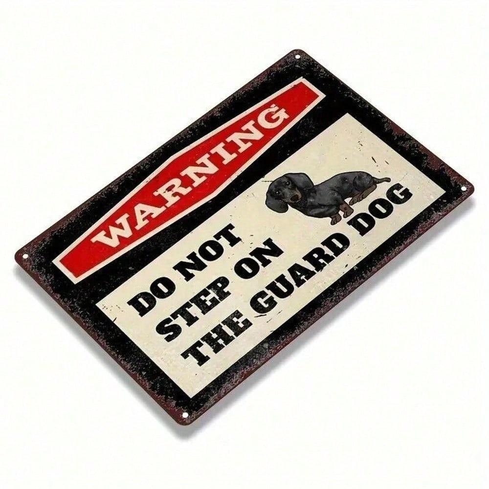 Lustiges Hundeschild "Achtung Nicht Auf den Wachhund Treten" Vintage Dackel Blech Metall Wanddekoration