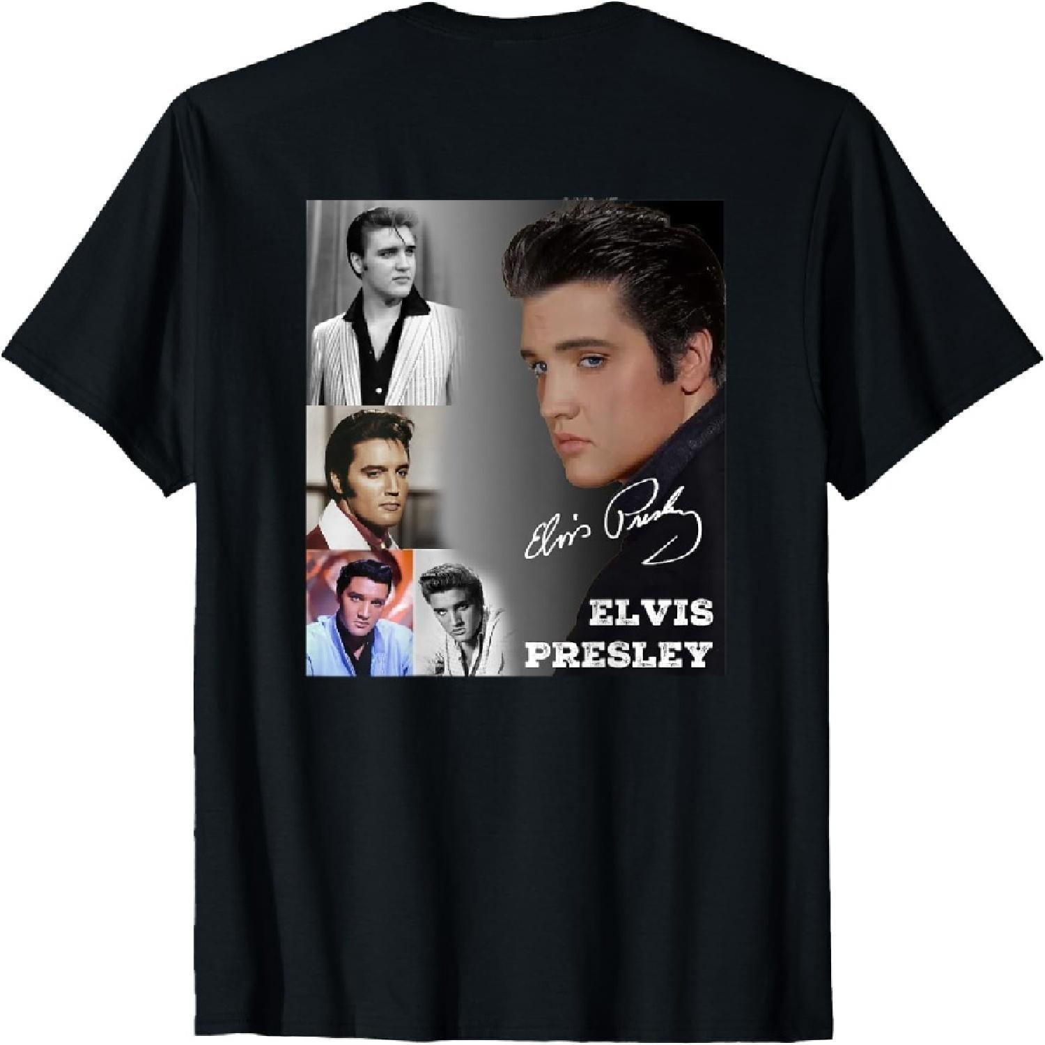 Great Moment Store Мужская футболка с принтом Элвиса Пресли, Черная, Маленький XXXXXL разноцветный