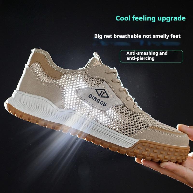Summer Safety Construction Shoes Breathable Work Shoes with Mesh Work Boots with Steel Toe Cap Lightweight Work Sneakers for Men