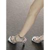 Fashion Diamond-style Sandals for Women, 2025 New Summer, Silver Square Toe, One-line Buckle, Thick-heeled High Heels