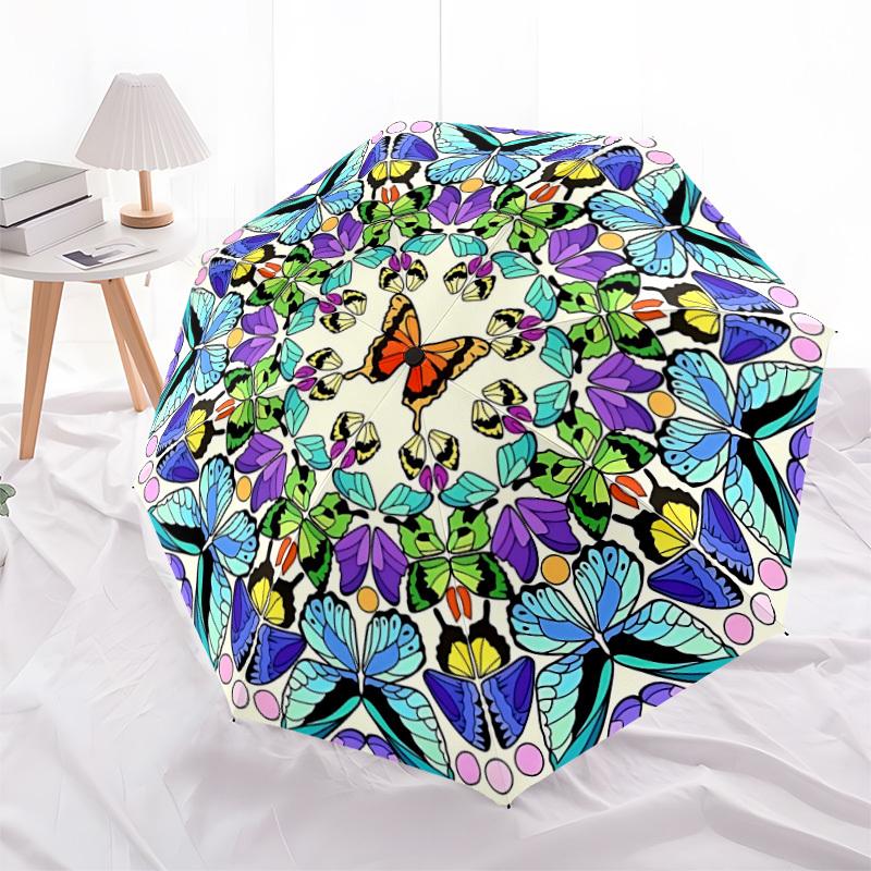 1pc Butterfly Mandala Automatic Umbrella - Automatic Opening And Closing, Sturdy Iron Frame, Formal Occasions Yy251018124