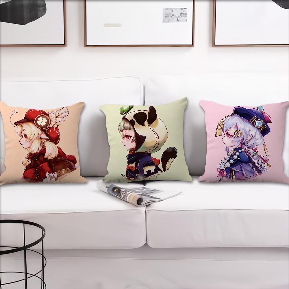 Game Genshin Impact cute a cushion cover Pillow Cover Decoration Room Home Sofa living Office Car Nordic Simplicity