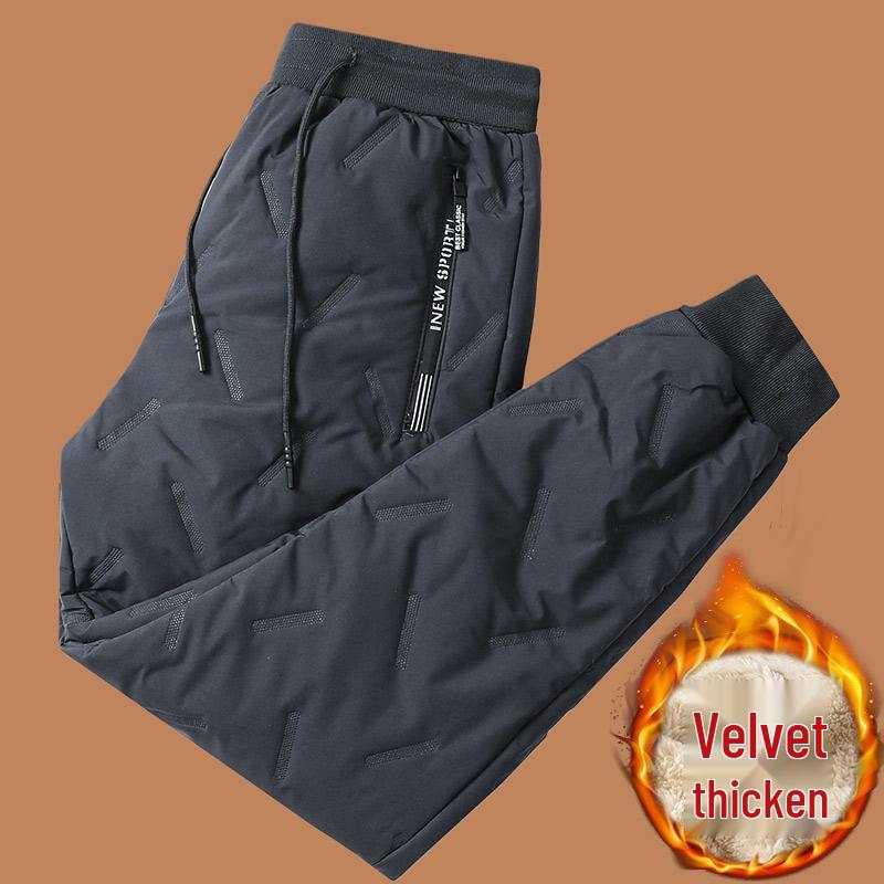

Hengyuanxiang 2025 Men s Fleece-Lined Warm Elastic Pants - Autumn/Winter Casual Cotton 3XL (150–165 lbs)