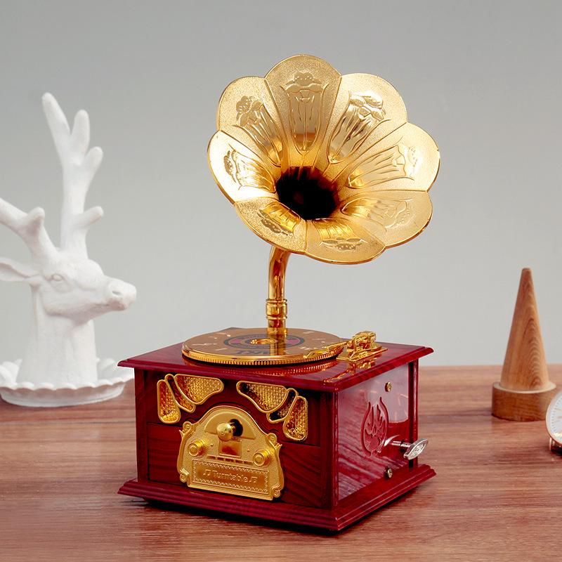 Mini Classic Retro Trumpet Gramophone Music Box & Home Decor