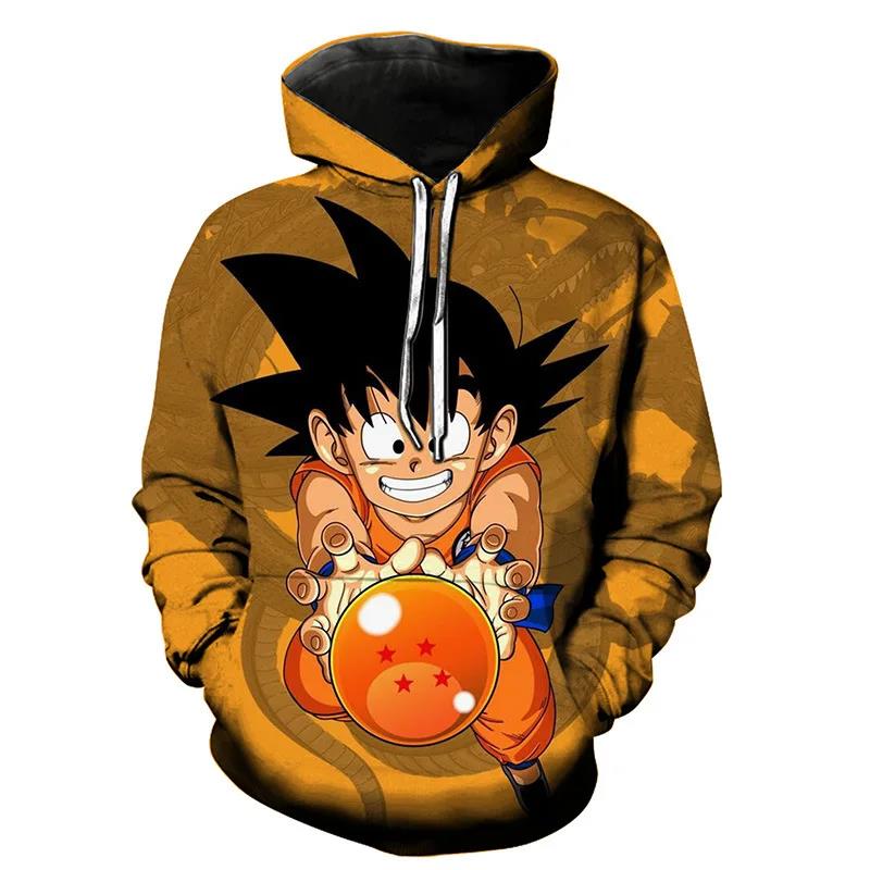 

Dragon Ball dessin animé hommes mode sweat à capuche bande dessinée Goku 3D imprimé à capuche décontracté Cool vêtements pour enfants 160