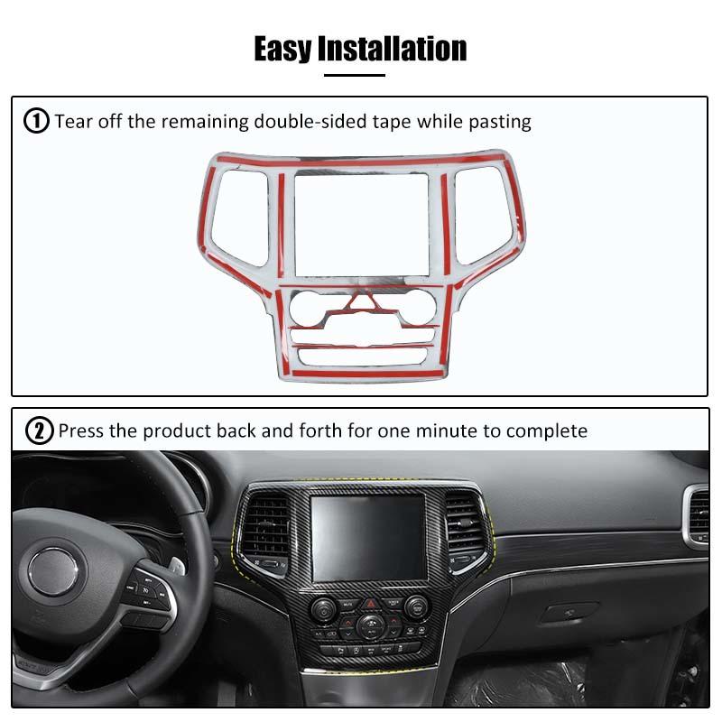 Klistermärken för mittkonsolens navigationsskydd för bilinteriör för Jeep Grand Cherokee 2019-2020 ABS Interiörtillbehör