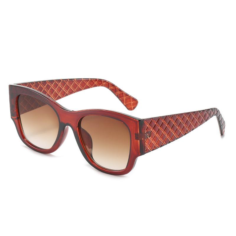 New Versatile Square Glasses European And American Personality Trend Cat Eye Sunglasses Fashion Plaid Wide Leg Sunglasses