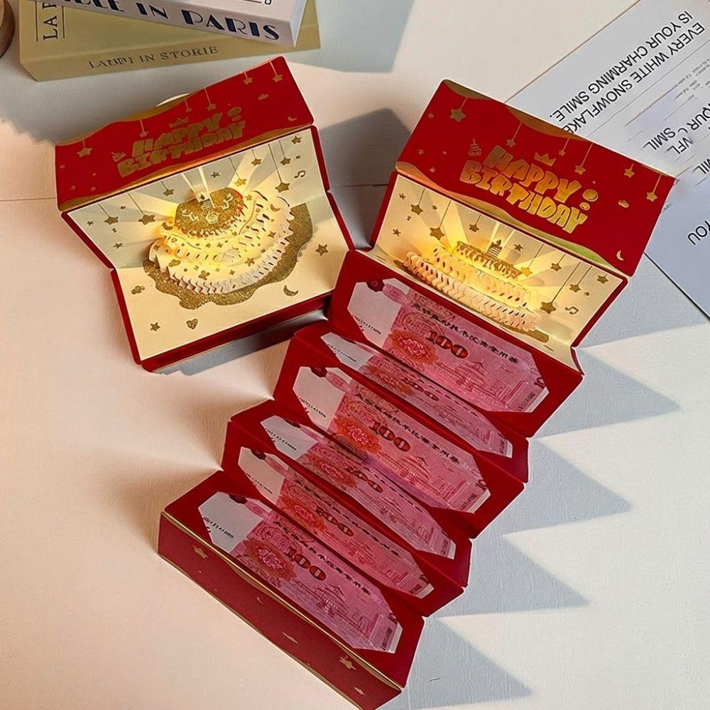 3D Pop-Up Geburtstag Roter Umschlag Grußkarte Roter Umschlag Grußkarte Überraschungsgeschenk