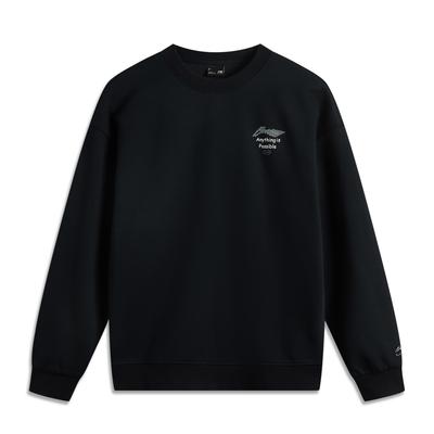 Li Ning Spor Yaşam Tarzı Serisi Düz Renk Logolu Yuvarlak Yaka Rahat Nefes Alabilen Polar Sıcak Sweatshirt Unisex sweatshirt AWDU981-12