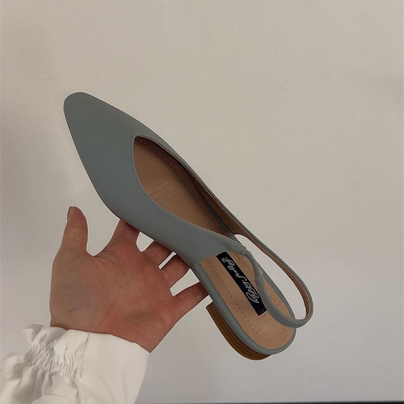 Fashion Bailamos Women Flats Low Heel Slingback Sandals Slip On Shallow Mules Shoes Pointed Toe Female Office Lady Work Shoes Mujer