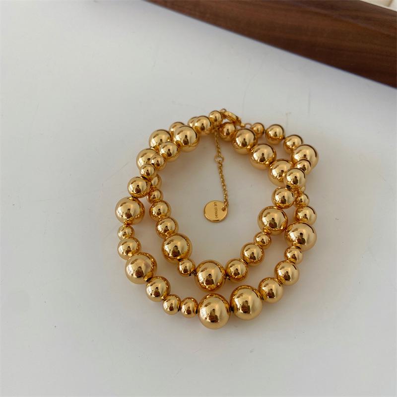 Niche Design Gradient Silver Beaded Choker Necklace