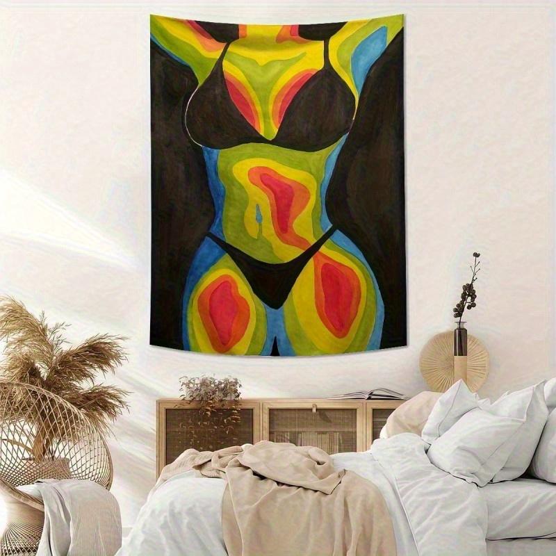 Abstract Female Body Art Tapestry Colorful Modern Wall Decor Boho Chic Living Room Bedroom Artistic Home Decoration