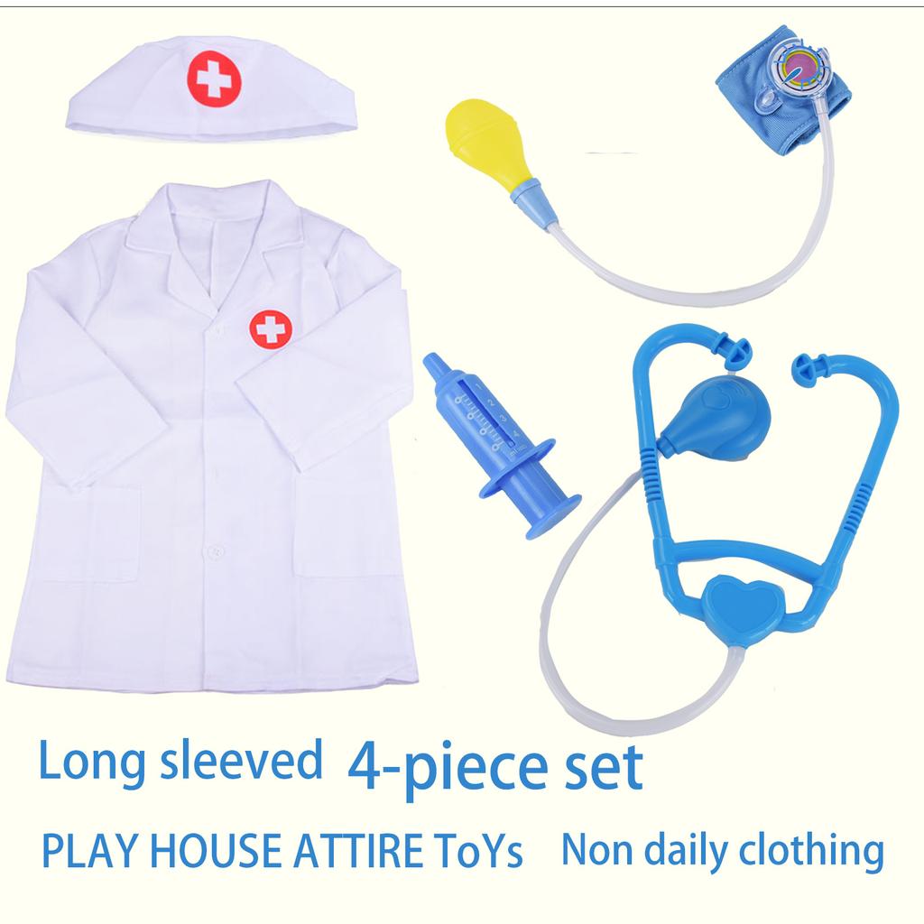 Children'S Family Doctor Suit Short/ Long Sleeved Stethoscope Syringe Nurse Role-Playing Simulation Blood Pressure Monito Toys