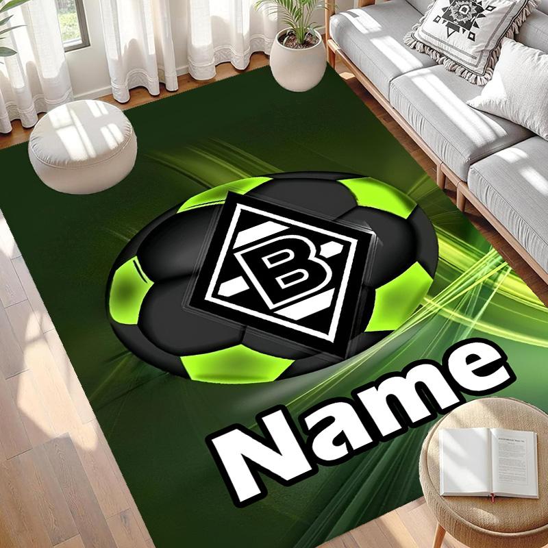 Benutzerdefinierter Name Personalisierter Borussia Mönchengladbach Druckteppich, Vielseitiger Wohnkulturteppich, für Spielzimmer, Wohnung, Balkon, Eingangsbereich, Flur Geschenk