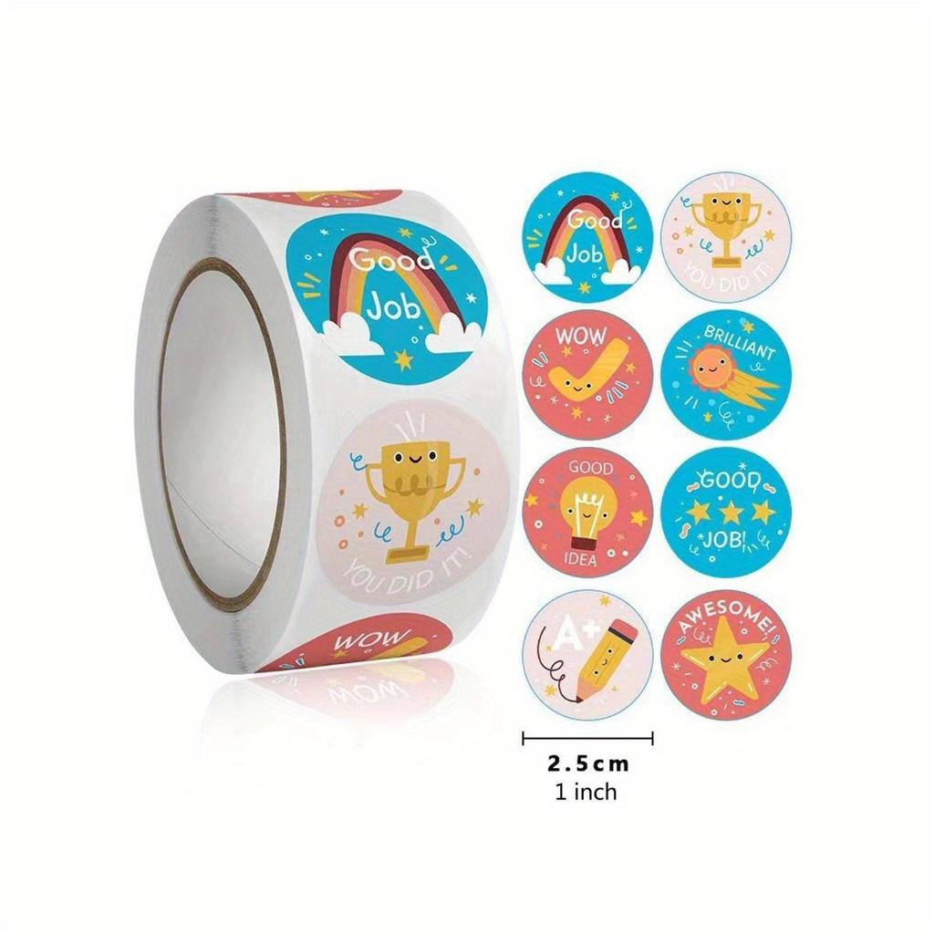 Round Cartoon Sticker, Reward Sticker for Teacher School Classroom Home