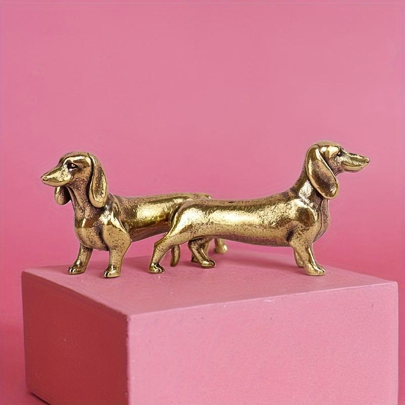 1 Piece of Small Retro Corgi Dog Sculpture, Manual Wax Loss Craft Dachshund, Desk Decoration, Pet Lovers - Classical Style Home