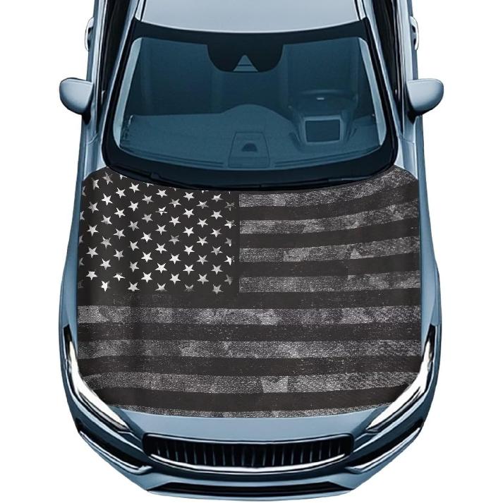 American Flag Print Car Hood Cover Stretch Material Car Hood Cover Waterproof Automotive Accessories Easy Installation for Car Hood Protection and