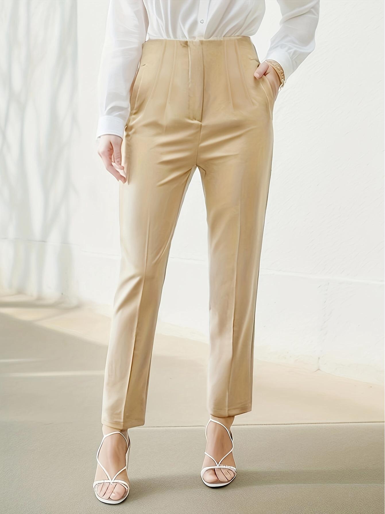 

Женские брюки-костюм зауженного кроя с высокой посадкой, однотонные, новый повседневный стиль морковь 2024 Medium хаки