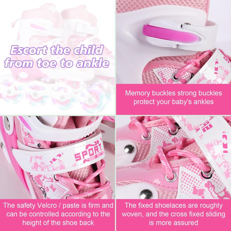 Children's Inline Skates Lighted Wheels Beginner Adjustable Roller Skate Set