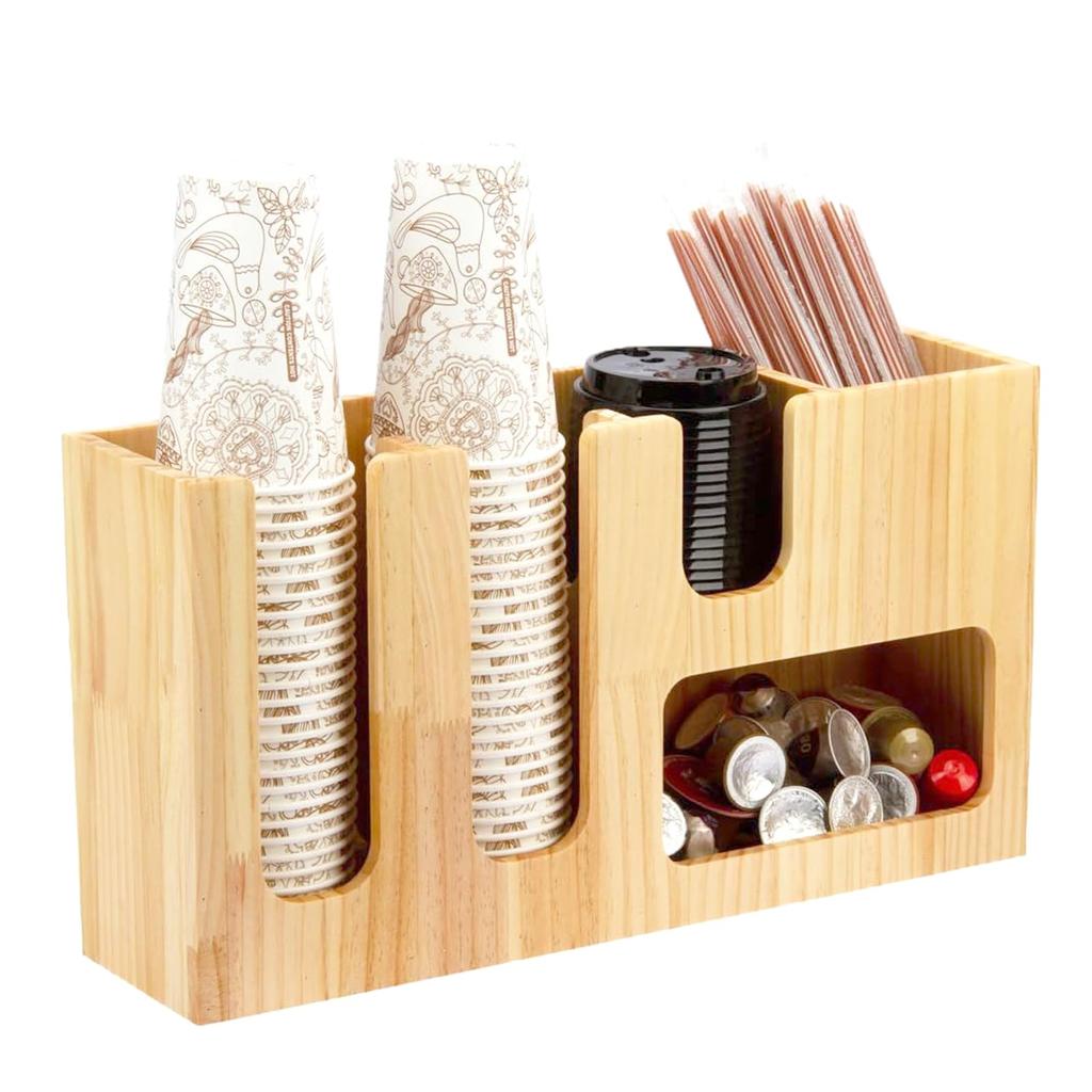Uyoyous Paper Cup Holder, Cup Holder, Paper Cup Stand, Cup Dispenser, Wooden Cup Stand, Paper Cup Holder, Suitable for Convenience Stores, Cup