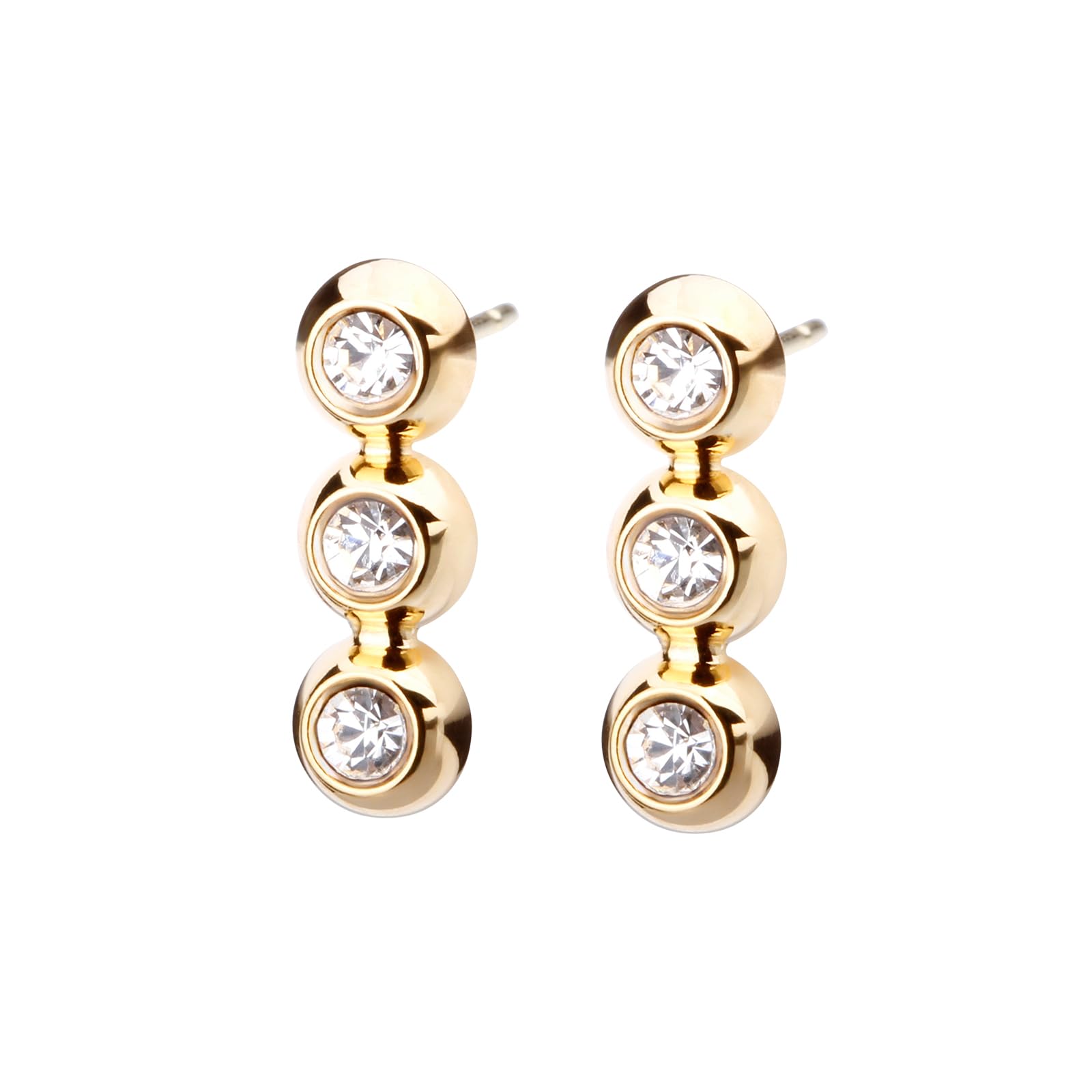 

LOKUMI Виготовлено з сережок K18, Японія, 18K, Пусет, K18, Гіпоалергенні, Трійця, Біжутерія, 3-рядні, Жіночі, Прості, Пусети, Маленькі, Маленькі, Популярні, Без нікелю,