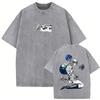 Washed Vintage Anime Jojo Bizarre Adventure Tshirt Retro Manga Giorno Giovanna T Shirts Men Casual Cartoon Oversized Tshirts