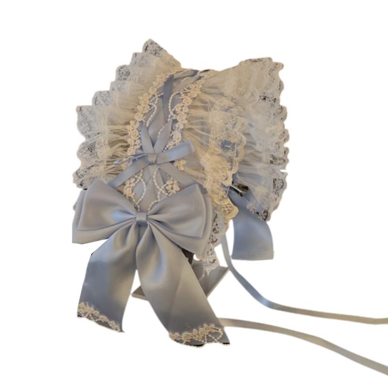Rüschen-Spitzen-Kopfschmuck Stirnband Anime-Maid Cosplay Stirnband Lolitas Spitze Schleifen Kopfbedeckung Haaraccessoires Spitze Haarbänder