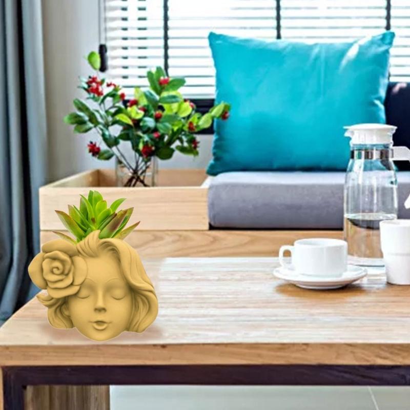 Rose Girl Concrete Silicone Pot Mold Succulent Flowerpot Clay Cement Plaster Molds DIY Home Garden Flower Pots Mould
