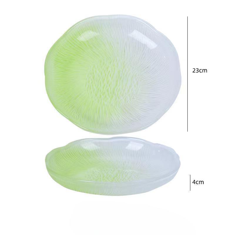 Gradual Color Flower Shaped Glass Plate Cake Dessert Dishes Salad Fruit Snack Tray Household Tableware Dinner Plate Tableware