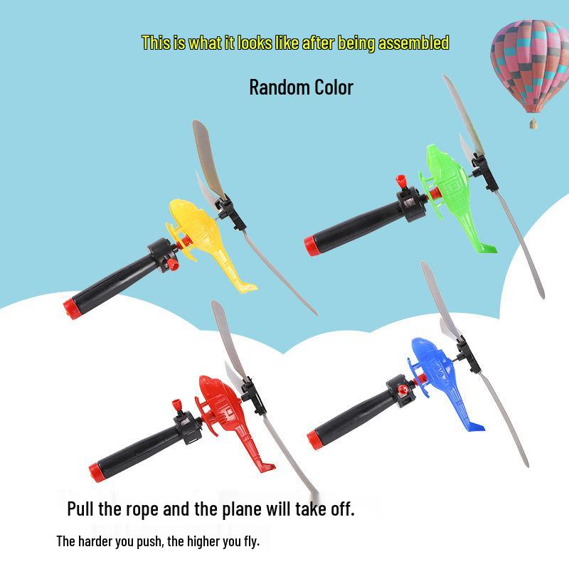 Pull-Wire Powered Children s Helicopter: Classic Bamboo Dragonfly Outdoor Toy