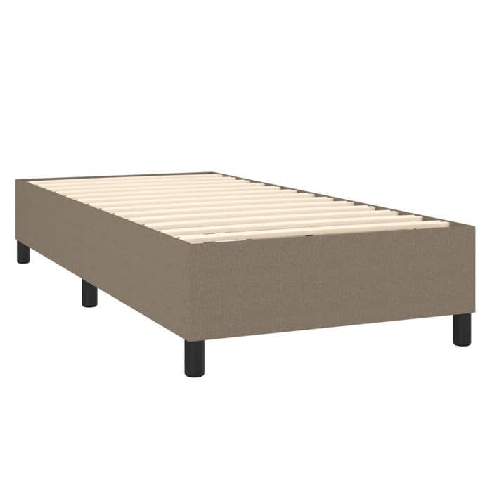 Slatted Bed Base with Mattress - Taupe 100x200 Cm - Adjustable Headboard - Durable Fabric - 2-seater