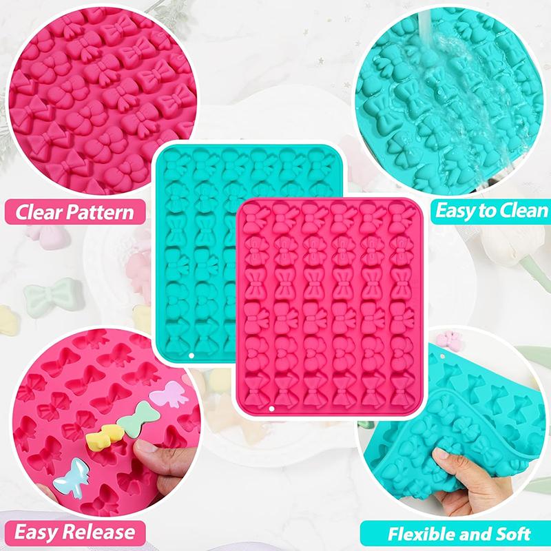 Bow Silicone Molds With 6 Different Shapes, 36-Cavity Bow Chocolate Fondant Mold For Bowknot Cupcake, Cake Pop, Sugar Craft