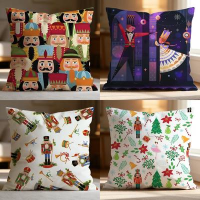 Popular Nutcracker Cushion Cover Soft Washable Pillow Case Multi-Scene for Couch Bed Travel Office Use