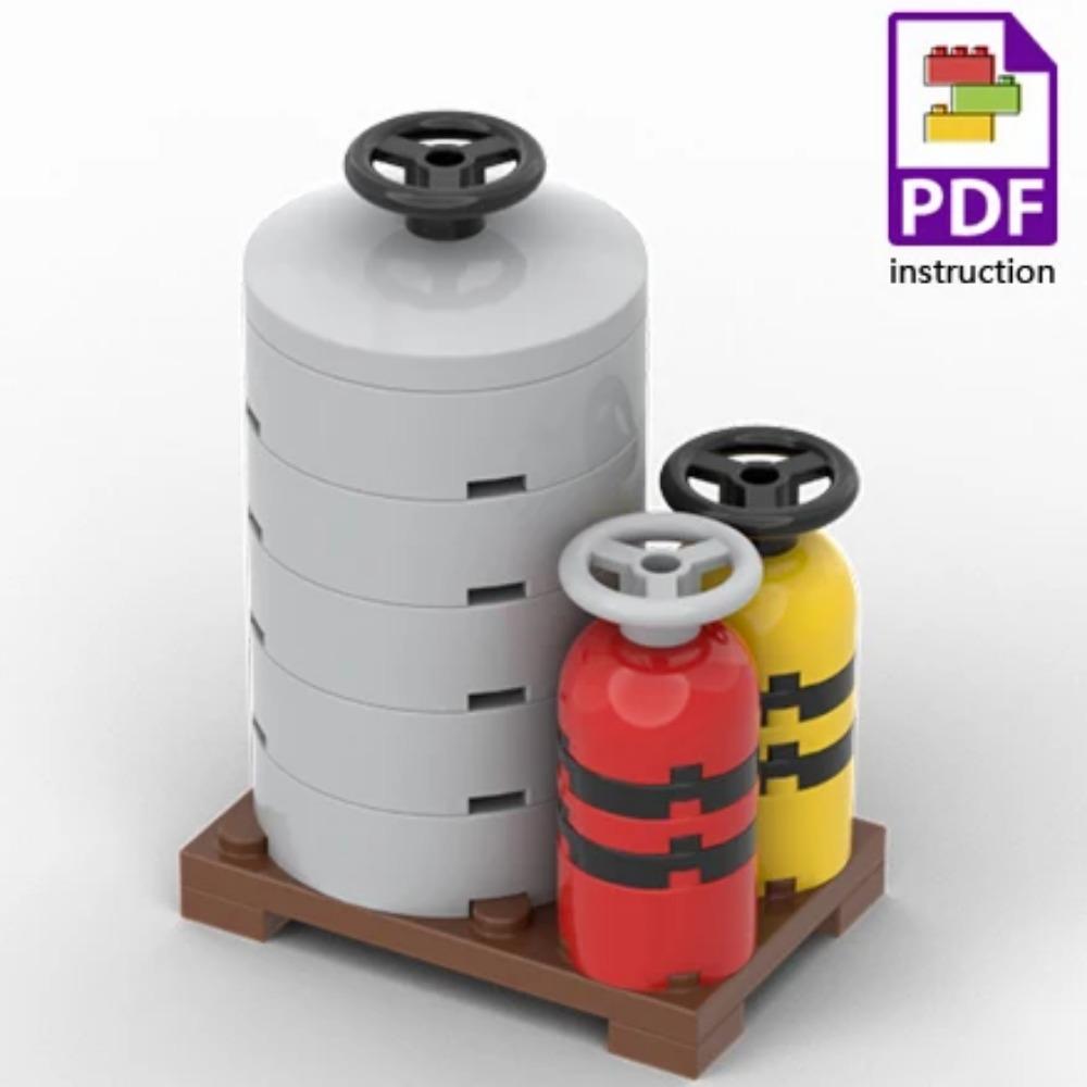 

MOC Топливный бак Конструктор Винные бочки Контейнер для товаров Кирпичики для вилочного погрузчика Игрушки Подарок для мальчиков