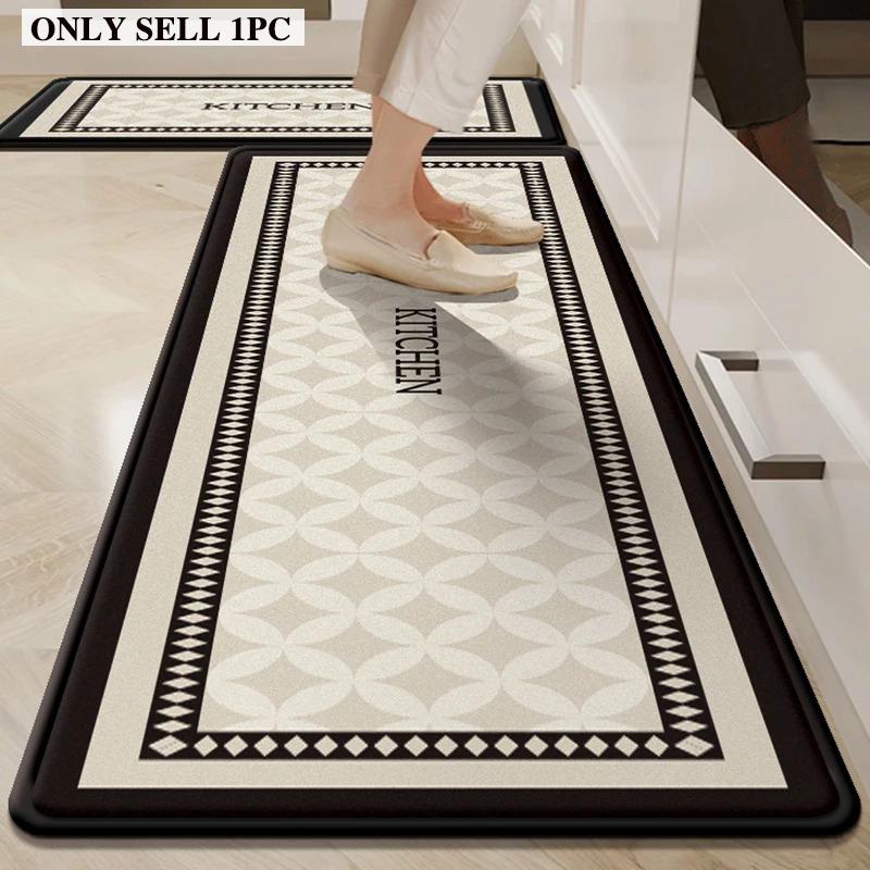 Kitchen Floor Mat Non-slip Stain-resistant Wear-resistant Carpet Black and White Geometric Pattern Long Rug Home Decoration Rugs