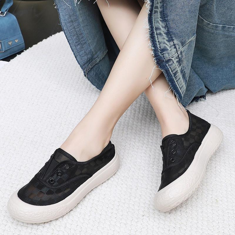Xiaoxiangfeng fisherman shoes women's 2025 spring and summer new breathable mesh casual shoes lazy one pedal platform loafers
