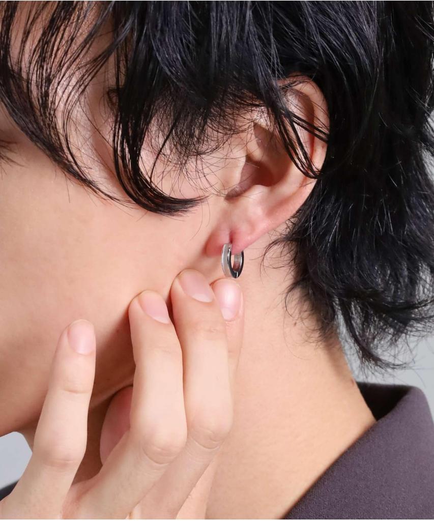 LION HEART Earring (Single Earring) [Limited Edition] “LH-1” Line Hoop Earring / Surgical Stainless Steel (Hypoallergenic) [LION HEART]