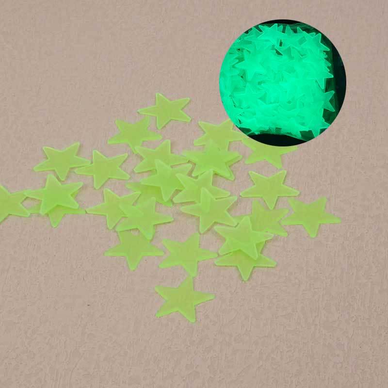 Luminous Star Wall and Window Stickers - Fluorescent 5-Point Stars with 3D Fridge Magnets